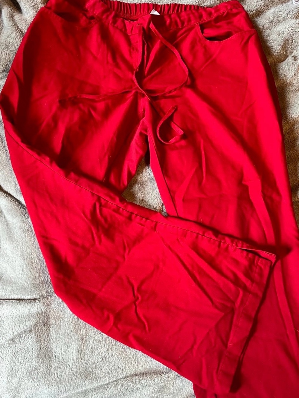 Grey's Anatomy Red Elastic Waist Scrubs Pants